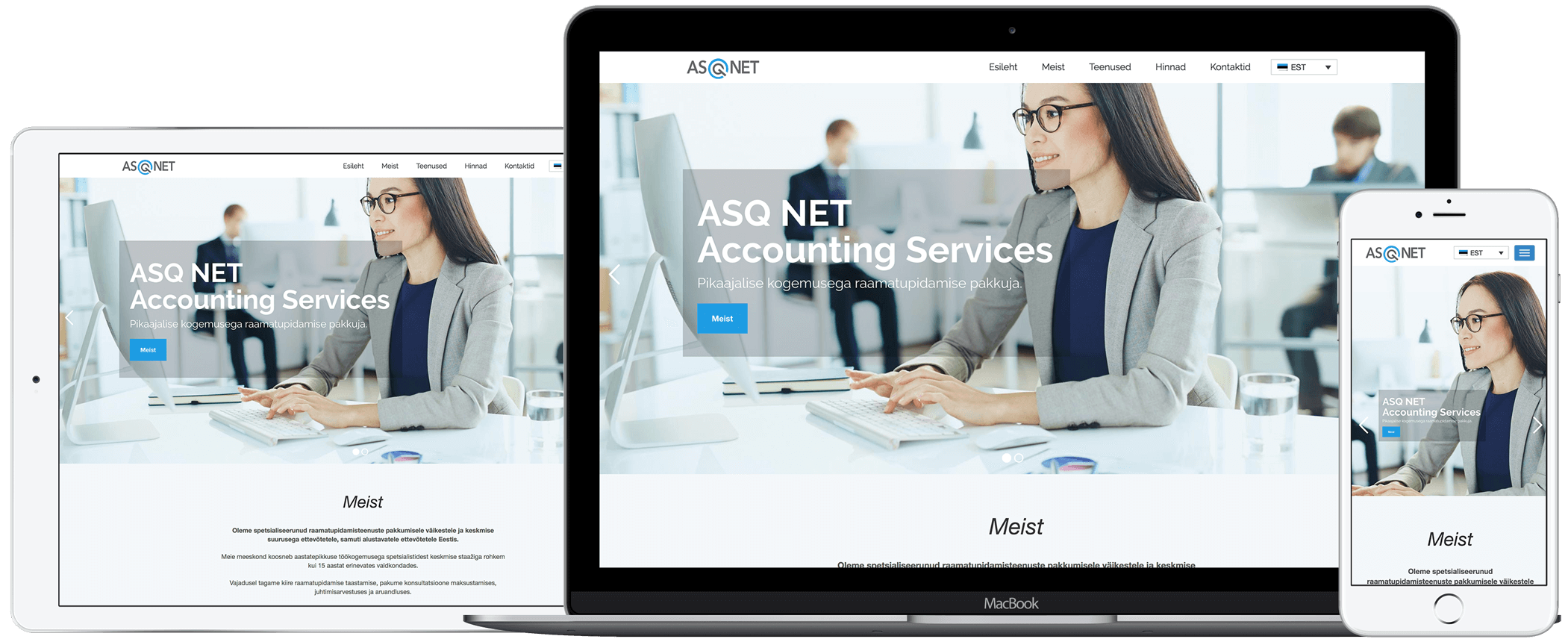 iWeb's web design for ASQ NET, a leader in accounting services