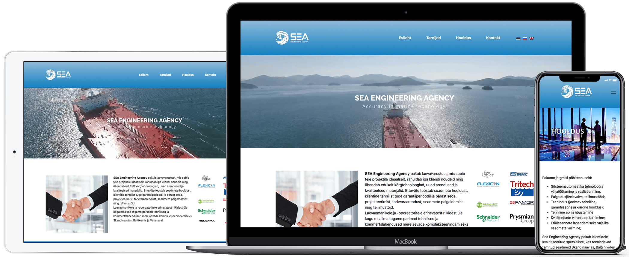 Homepage of SEA Engineering Agency, designed by iWeb
